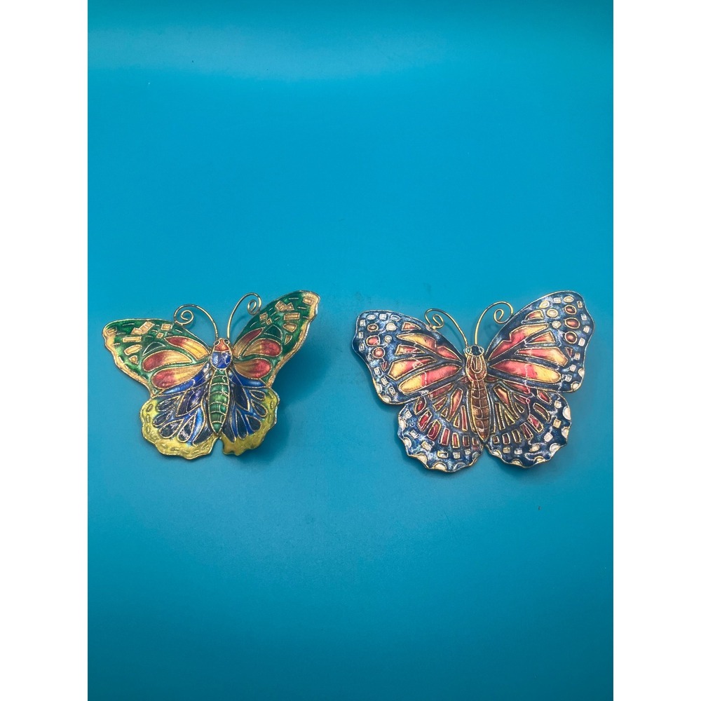 Butterfly Magnets Metal and Enamel Set of 2